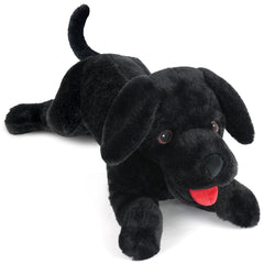 LotFancy 21-inch black lab plush front view for cuddling and play.