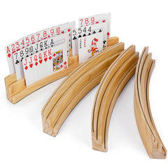 LotFancy 3-tier curved wooden card holder showing easy card visibility during play.