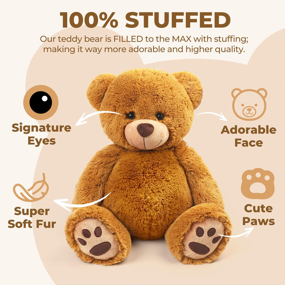 LotFancy teddy bear in a hugging position for bedtime snuggles