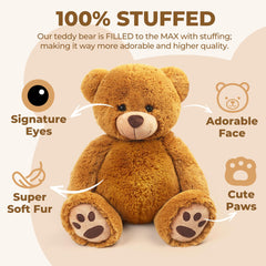 LotFancy teddy bear in a hugging position for bedtime snuggles