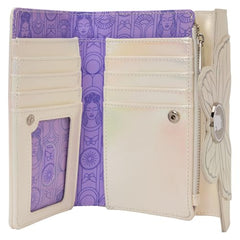 Loungefly Wicked Part Two wallet pearlescent finish and debossed butterflies for elegance.