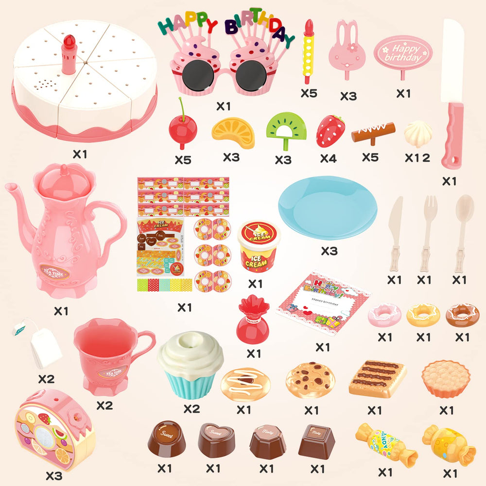 LOVE LIFE 83pcs birthday cake play set ice cream scoops for tactile fun