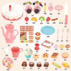 LOVE LIFE 83pcs birthday cake play set ice cream scoops for tactile fun