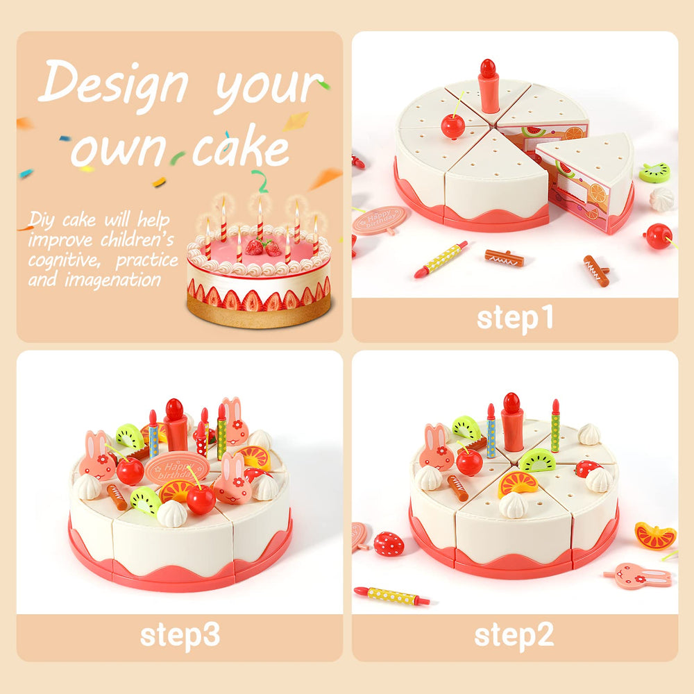 LOVE LIFE 83pcs birthday cake play set toppings and decorations for party scenes