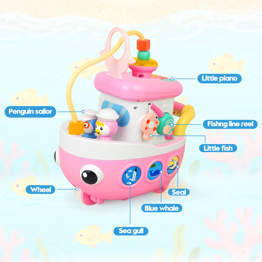 Love&Mini fishing reel and fish for pretend fishing adventures.