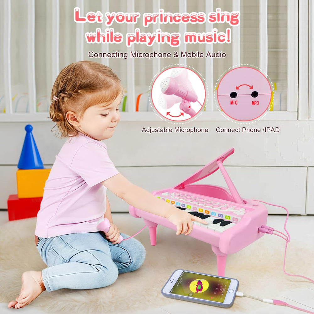 Love&Mini pink piano toy gift-ready presentation ideal for first birthdays.