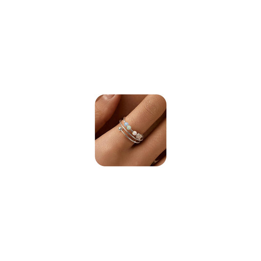 LOVECOM 14K gold plated fidget ring with opal beads for calm focus
