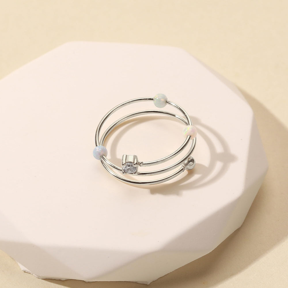 LOVECOM opal bead spinner ring with turnable beads for soothing focus