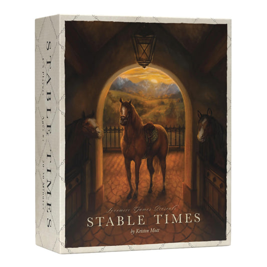 Lovemore Games Stable Times box cover inviting cozy family game night.
