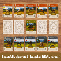 Lovemore Games Stable Times horse illustrations highlight distinct personalities.