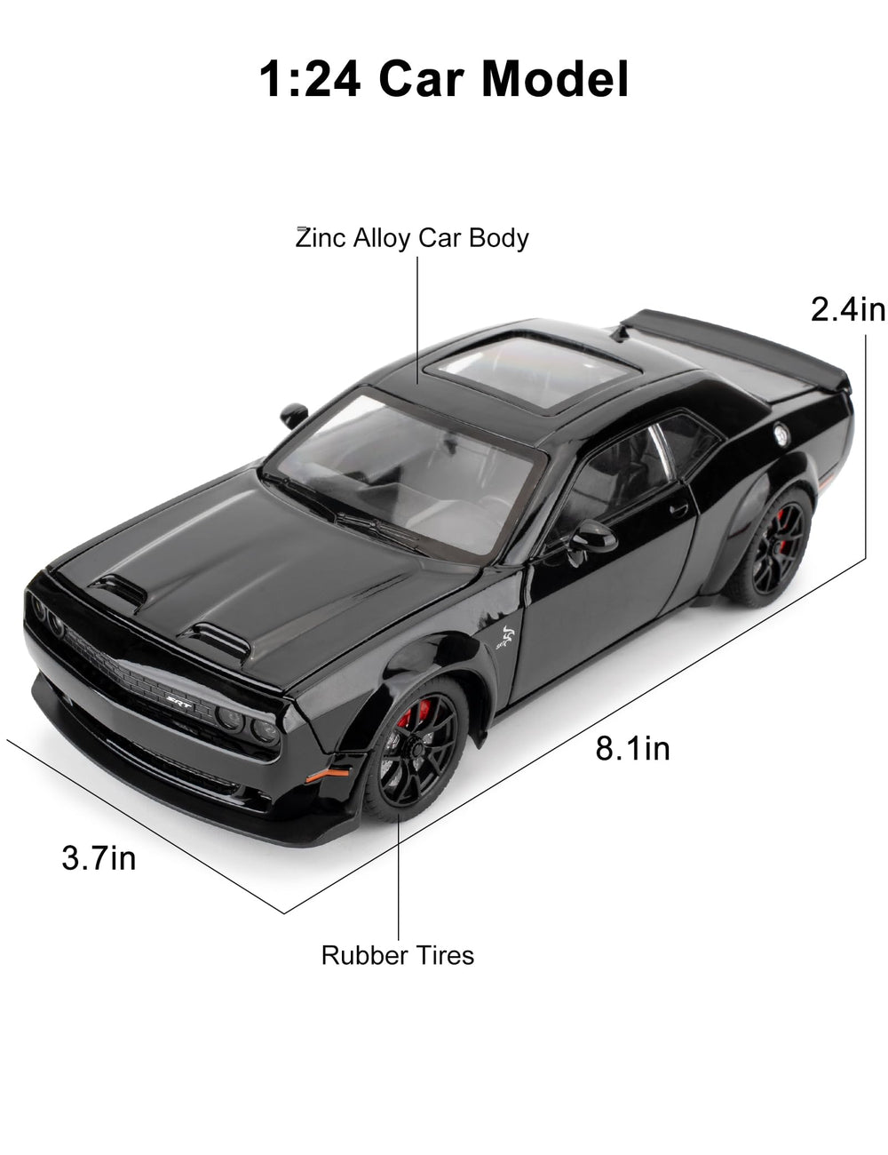 LOVEPOSELY Hellcat black trunk open view highlighting realistic storage for display