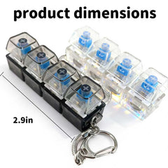 LOVESPACE keyboard fidget keychain with four buttons and colorful LEDs