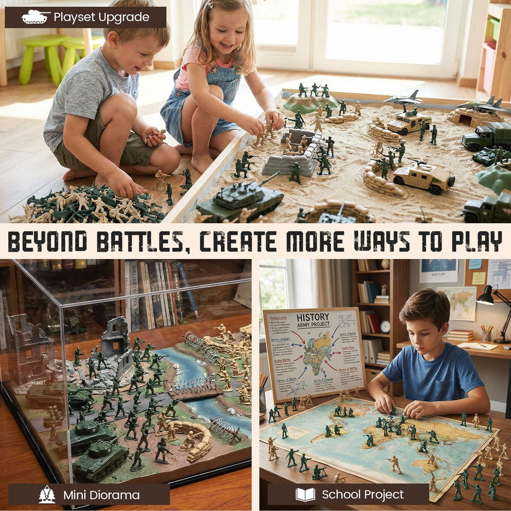 LovesTown army men stand on wide bases for stable classroom dioramas