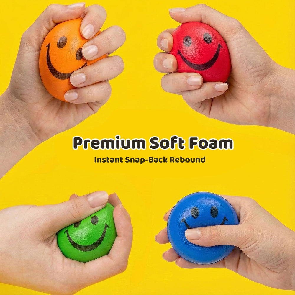 LovesTown smile-face stress ball 2.5in, soft foam for easy grip and on-the-go calm.
