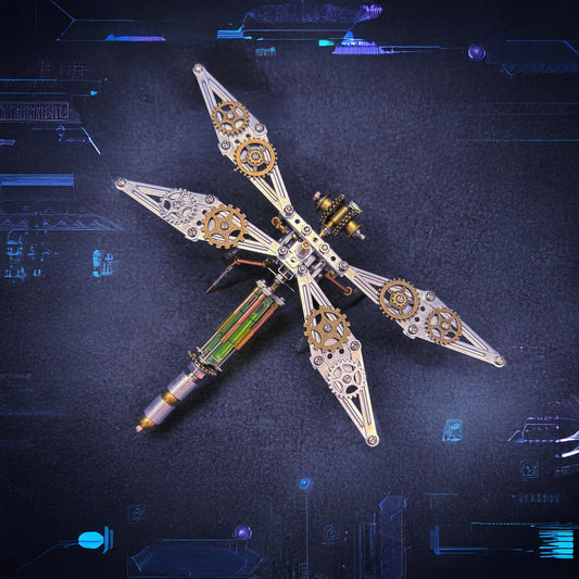 Lovewenying dragonfly metal puzzle front view shows intricate gears for hands-on building