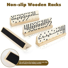 LOVITERRA wooden racks keep dominoes organized and steady during play.
