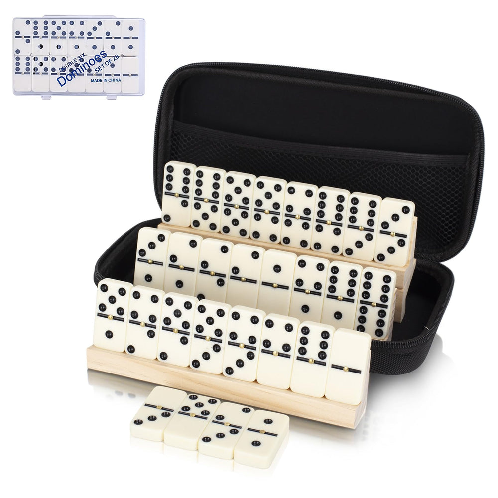 LOVITERRA Double 6 domino tiles with durable polished faces for smooth gameplay.