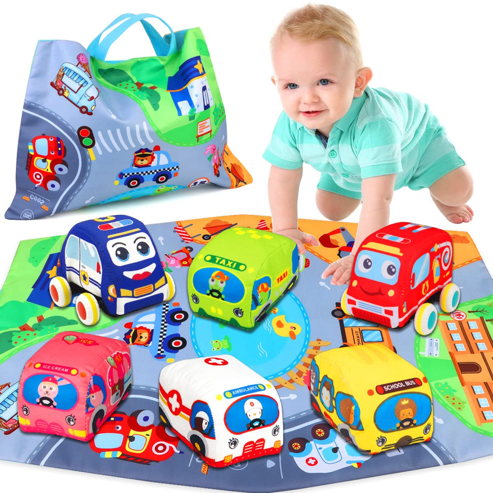 LOVKIZ pull-back blue car for infants, easy grip and battery-free fun