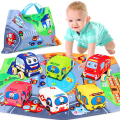 LOVKIZ pull-back blue car for infants, easy grip and battery-free fun