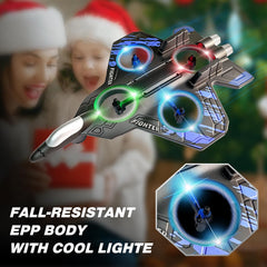 Lovovia gift-ready RC airplane in blue enables shared outdoor fun.