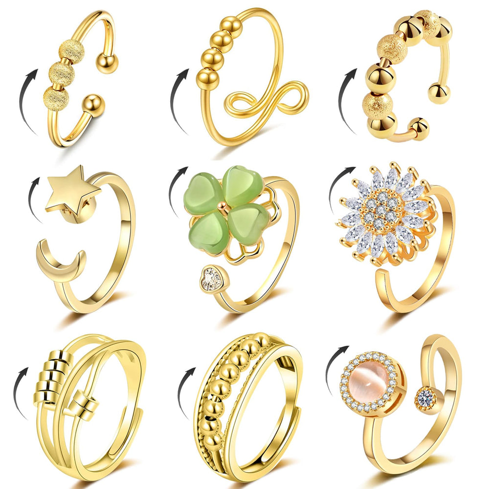 LOWNOUR fidget ring sunflower design for stylish focus and mood variety