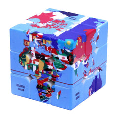 Loyoe speed cube world map front view shows colorful flag design for engaging play