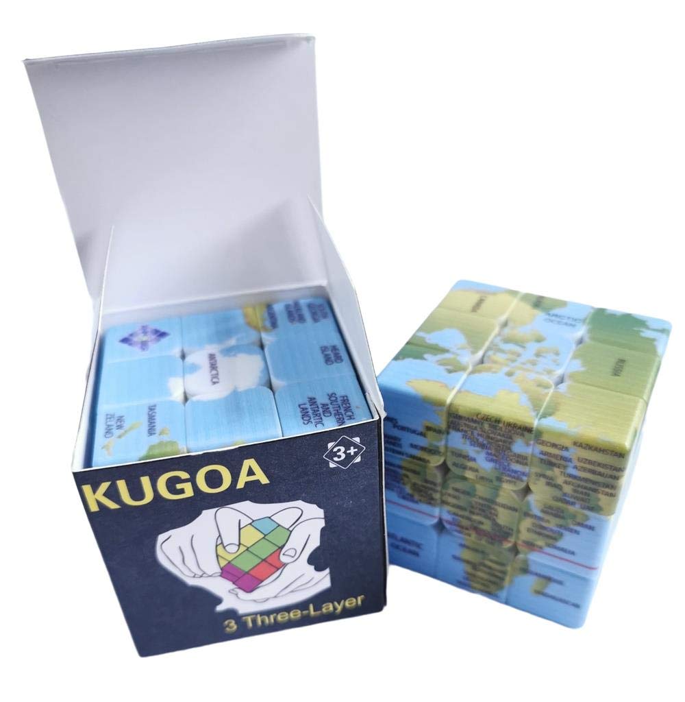 Loyoe speed cube world map side view showing ergonomic grip and handling