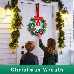Loyratche wreath components with pine needles and red flowers create lifelike texture.