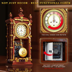 Loyratche Vintage Swing Clock gold finish side view highlighting luxurious detailing
