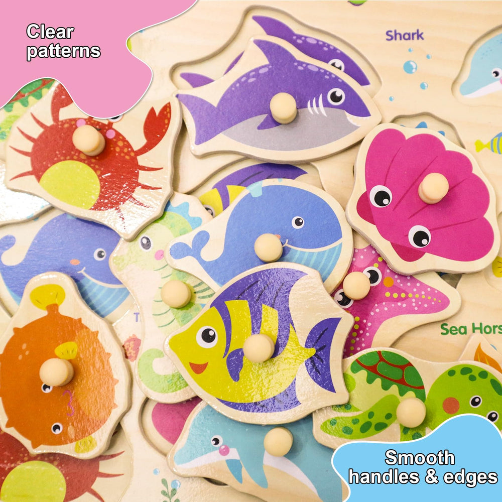 LOYUEGIYO animal peg puzzle promotes recognition and coordination