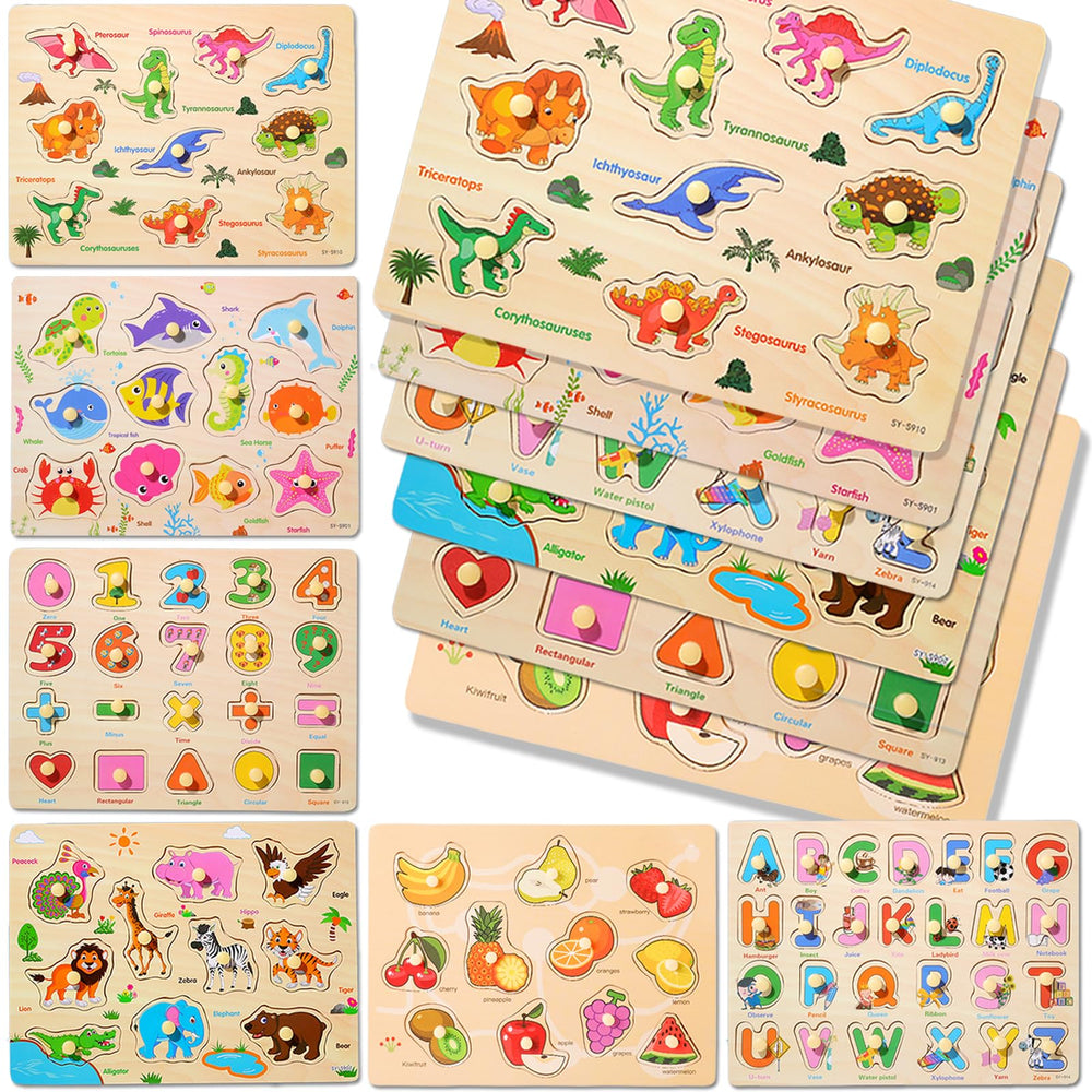 LOYUEGIYO dinosaur peg puzzle for toddlers boosts sorting and play