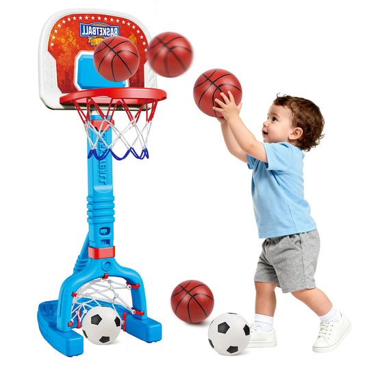 LPFG toddler basketball hoop base stability emphasizes sturdy triangular design for versatile play