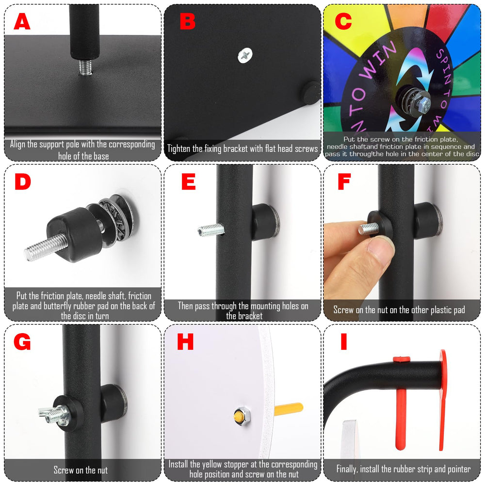 LRMBKM prize wheel assembly shows easy setup for quick event readiness