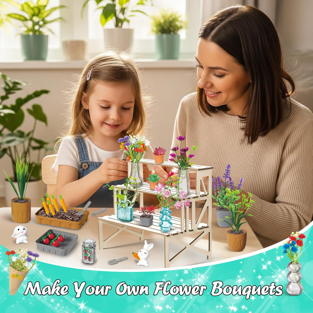 LSCLCIN mini miniature plants playset with bouquets for imaginative floral crafting.