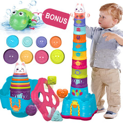 LTKFFFdp baby stacking cups with animal illustrations aid sensory exploration.