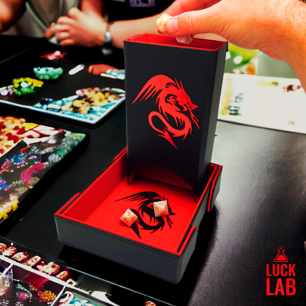Luck Lab tray interior features red felt for added dice protection and a premium feel.