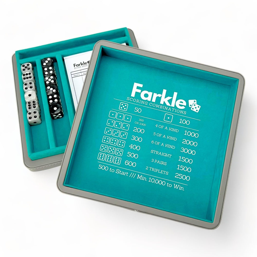 Luck Lab Farkle dice tray with embossed design for quiet, organized gameplay on the go.