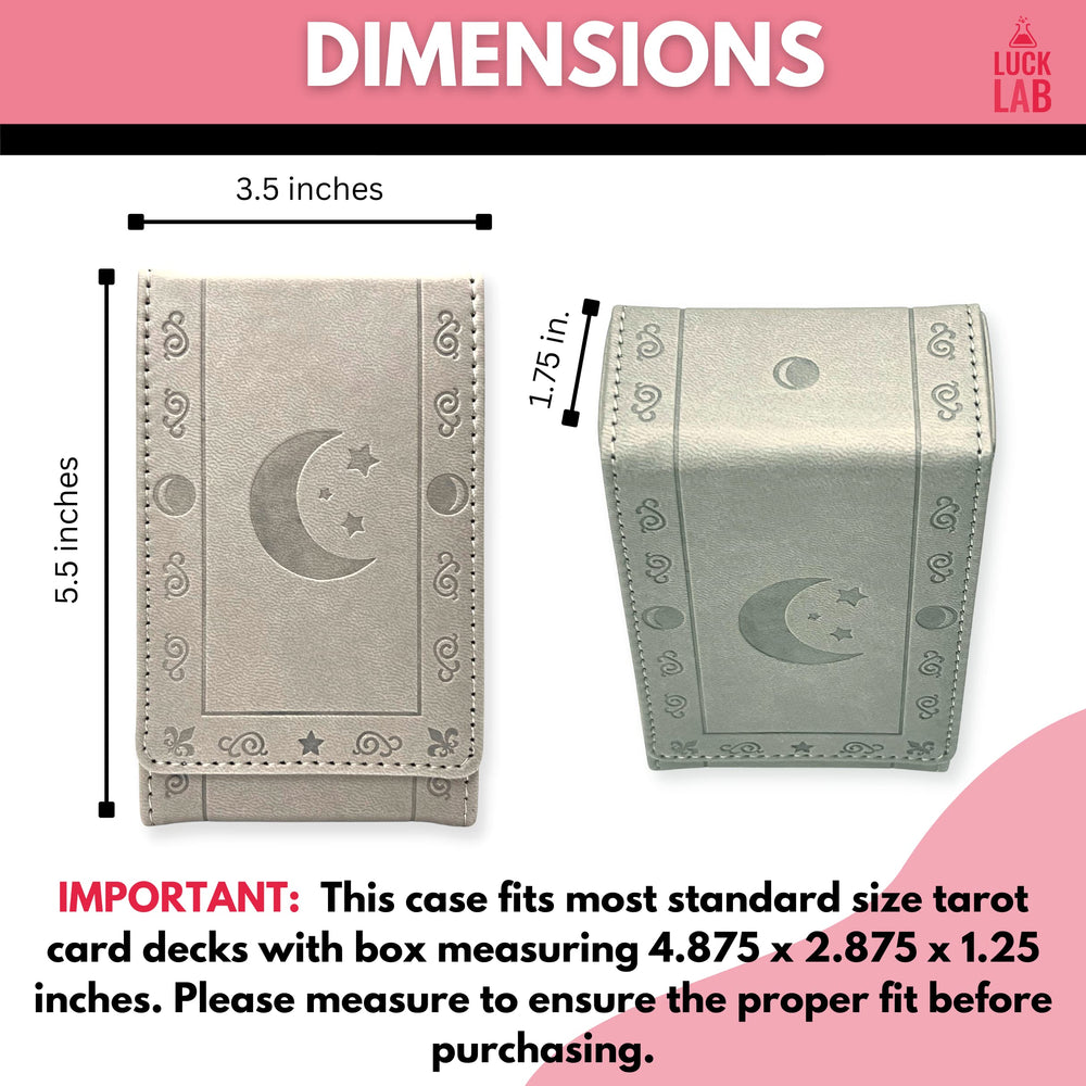 Luck Lab leather tarot case grey moon design compatible with standard tarot decks