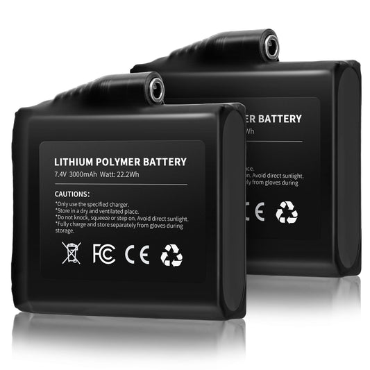 Luckcolor two 7.4V 3000mAh batteries powering heated gloves in cold weather