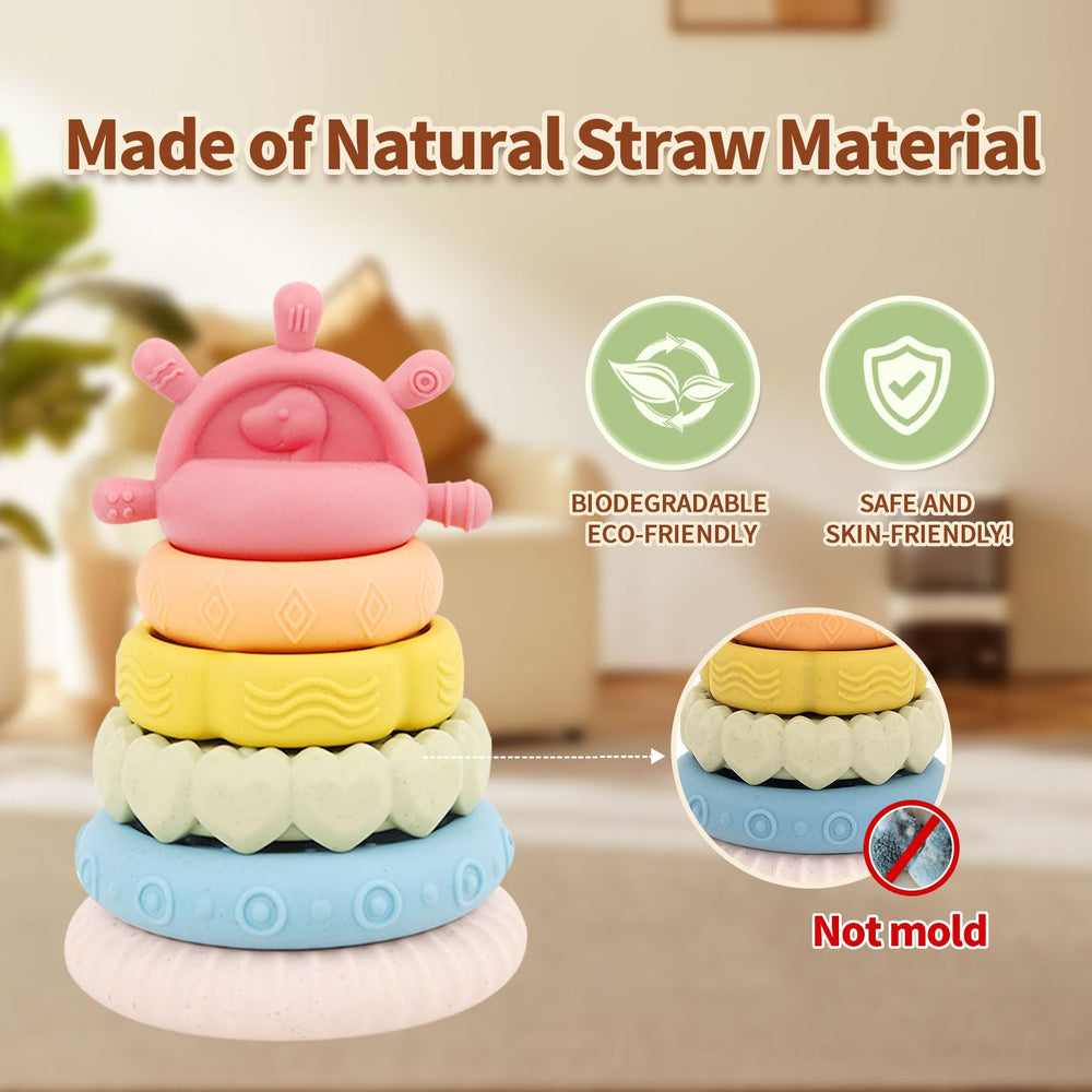 LUCKFUTURE 8-in-1 Montessori toy set with stacking cups aids color sorting and counting.