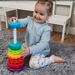 Luckfuture rainbow stacking rings promote color differentiation and precise stacking during play.