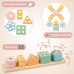 LUCKFUTURE wooden sorting toys encourage spatial reasoning through shape and color matching.