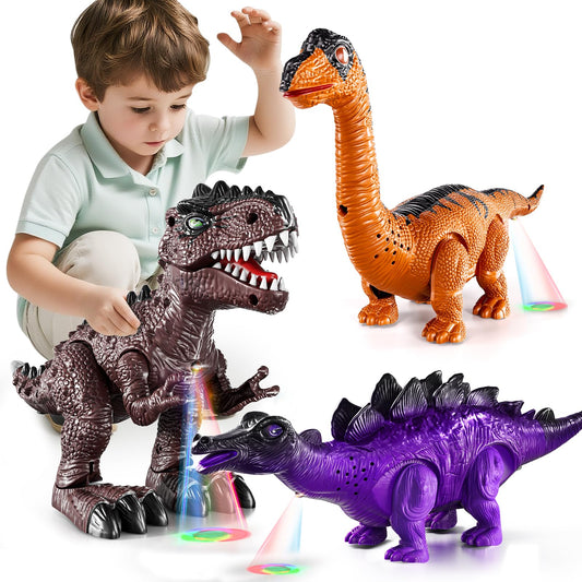 Lucky Doug 3-pack dinosaur toys front view for imaginative play