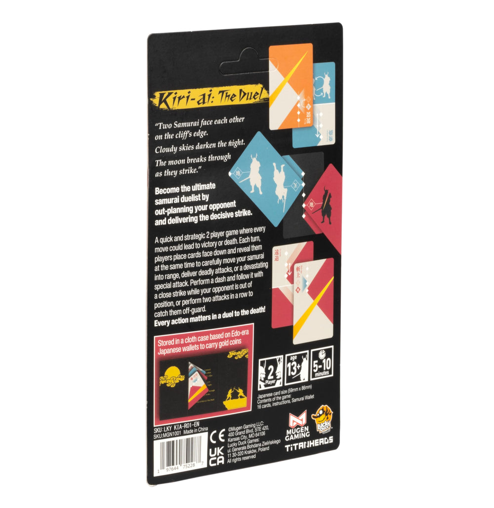 Lucky Duck Games Kiri-AI Duel Wallet Edition face-down cards reveal strategy