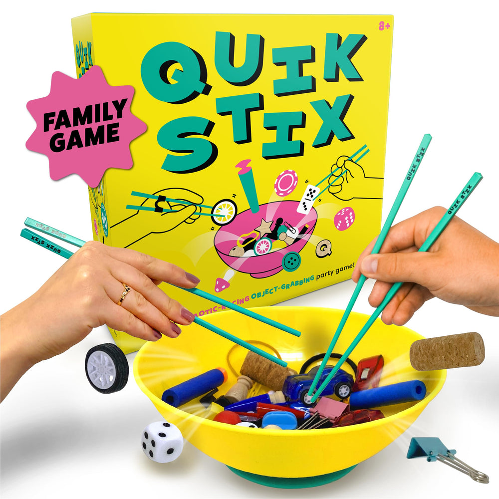 Lucky Egg Quik Stix bowl with objects for fast family play