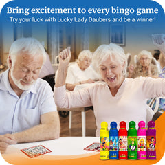 Lucky Lady Bingo Daubers ergonomic easy-grip design supports comfortable long games.