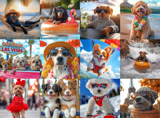 Lucky Puzzles Dogs Gone Wild Vacation Edition hammock on a sunny beach for a calming puzzle session