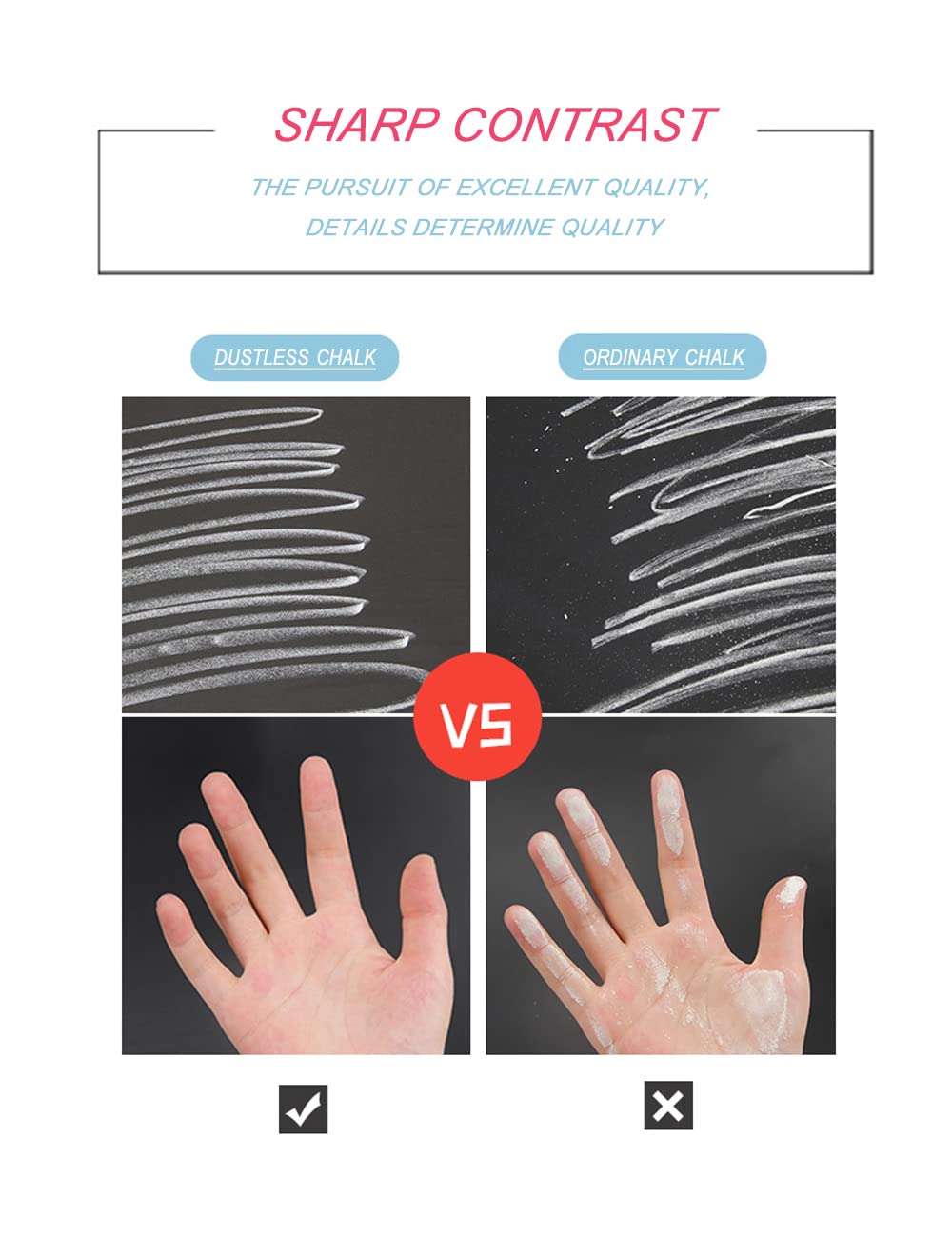 Luckyrain durable dustless chalk lasts longer per piece.