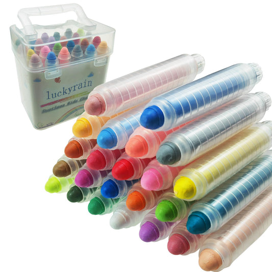 Luckyrain dustless chalk with holder for kids keeps hands clean during drawing.