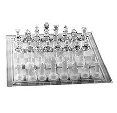 LuckyWish glass chess board 13.8 inch with frosted and clear contrast for focused play